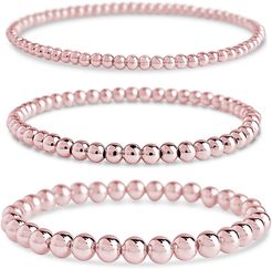 Sterling Forever 14K Rose Gold Plated Set of 3 Beaded Stretch Bracelets