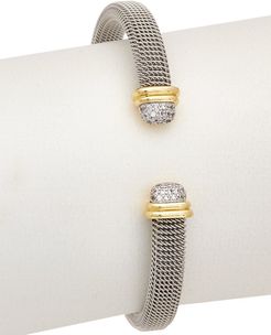 Juvell 18K Two-Tone Plated CZ Twisted Cable Cuff Bracelet