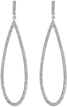 Forever Creations Silver 1.45 ct. tw. Diamond Drop Earrings