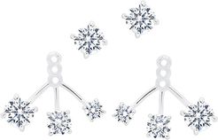 Crislu Platinum-Plated Silver CZ Graduated Earring Jackets