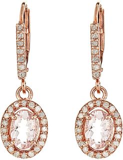 Forever Creations 18K Rose Gold Over Silver 2.37 ct. tw. Diamond & Morganite Drop Earrings