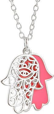 Sterling Forever Rhodium Plated Enamel Pendant Necklace