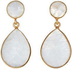 Forever Creations 18K Yellow Gold Over Silver 20.00 ct. tw. Moonstone Drop Earrings