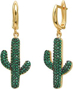 Gabi Rielle 14K Over Silver CZ Cactus Earrings