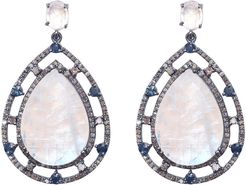 ADORNIA Fine Jewelry Silver 18.40 ct. tw. Diamond & Moonstone Organic Form Earrings