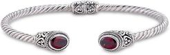 Samuel B. Jewelry Sterling Silver 1.90 ct. tw. Garnet Twisted Cable Bangle Bracelet