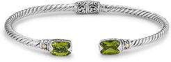 Samuel B. Jewelry 18K & Sterling Silver 3.20 ct. tw. Peridot Twisted Cable Bangle Bracelet