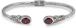 Samuel B. Jewelry 18K & Sterling Silver 2.90 ct. tw. Garnet Hinged Cross Bangle Bracelet