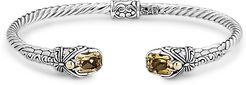 Samuel B. Jewelry 18K & Sterling Silver 3.60 ct. tw. Citrine Hinged Dragonfly Bangle Bracelet
