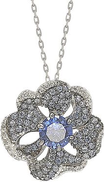 Suzy Levian Floral 18K & Silver 1.82 ct. tw. Sapphire Necklace