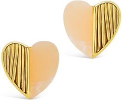 Sterling Forever 14K Plated Gemstone Heart Studs