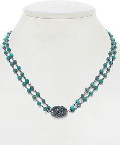 Rachel Reinhardt Plated Silver Turquoise & Crystal Necklace