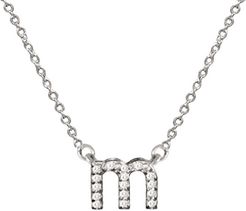 Jane Basch 14K White Gold Diamond Lowercase Initial Necklace (A-Z)