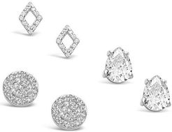 Sterling Forever Silver CZ Geo Set of 3 Studs