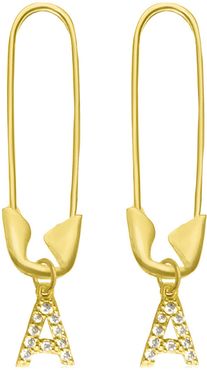 Adornia 14K Over Silver Initial Safety Pin Dangle Earrings