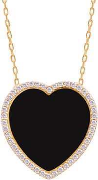 Gabi Rielle 14K Over Silver CZ Heart Pendant Necklace
