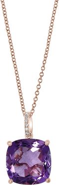 Effy 14K Rose Gold 6.62 ct. tw. Diamond & Amethyst Pendant Necklace