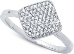 Crislu Platinum-Plated Silver CZ Ring