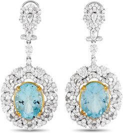 18K Two-Tone 20.16 ct. tw. Diamond & Aquamarine Earring