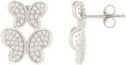 Silver CZ Butterfly Earrings