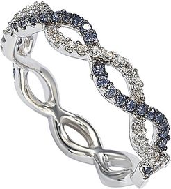 Suzy Levian Silver 1.02 ct. tw. Diamond & Sapphire Eternity Ring