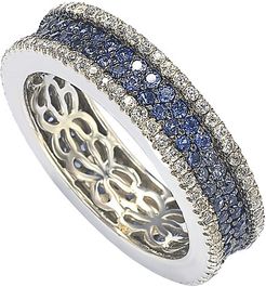 Suzy Levian Silver 2.02 ct. tw. Diamond & Sapphire Ring