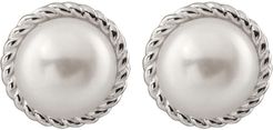 Splendid Pearls Rhodium Plated 8-8.5mm Pearl Earrings