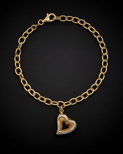 14K Italian Gold Two-Tone Polished Diamond Cut Puffed Heart Bracelet