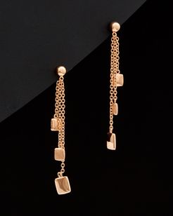14K Italian Rose Gold Polished Textured Square Drop Earrings