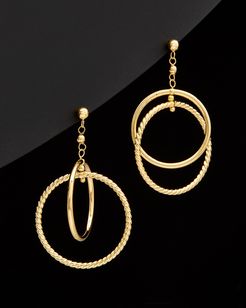 14K Italian Gold Polished Twist Circles Drop Earrings