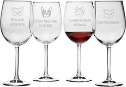 Susquehanna Glass Like Cats and Dogs Assortment Wine Glass Set of 4