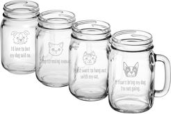 Susquehanna Glass Like Cats and Dogs Assortment Handled Drinking Jar Set of 4