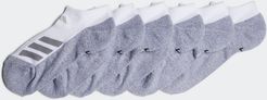 Cushioned Angle Stripe No-Show Socks 6 Pairs White M