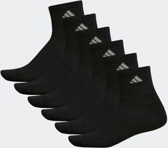 Athletic Cushioned Quarter Socks 6 Pairs XL Black XL
