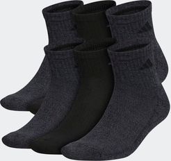 Athletic Quarter Socks 6 Pairs Black L