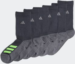 Cushioned Angle Stripe Crew Socks 6 Pairs Medium Grey M