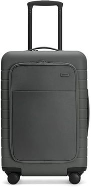 The Bigger Carry-On with Pocket in Asphalt leather