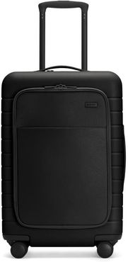 The Bigger Carry-On with Pocket in Black leather