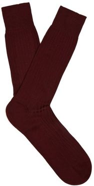 Danvers Ribbed-knit Socks - Mens - Burgundy
