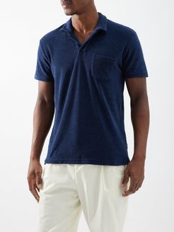 Terry-towelling Cotton Polo Shirt - Mens - Navy