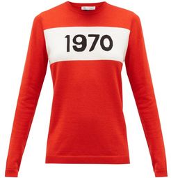 1970-intarsia Wool Sweater - Womens - Red