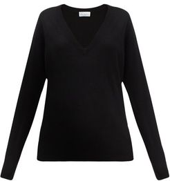 V-neck Fine-knit Cashmere Sweater - Womens - Black