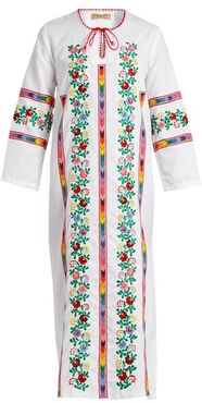 Jasmine Vine Embroidered Cotton Dress - Womens - White Multi