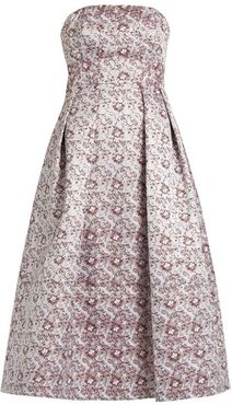 Alina Strapless Satin-jacquard Dress - Womens - Burgundy Multi