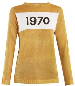 1970-intarsia Metallic Sweater - Womens - Gold