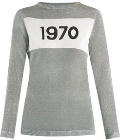 1970-intarsia Metallic Sweater - Womens - Silver