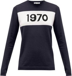 1970-intarsia Cashmere Sweater - Womens - Navy