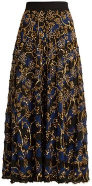 Villotta Sequin-embellished Silk Skirt - Womens - Navy Multi