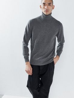 Roll-neck Cashmere Sweater - Mens - Charcoal