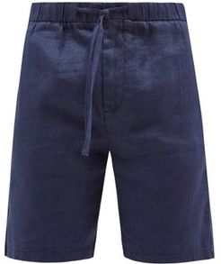 Drawstring-waist Slim-leg Linen-blend Shorts - Mens - Navy